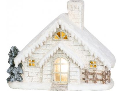 Dekorácia MagicHome Vianoce, Domček s komínom, keramika,, 40 cm, LED