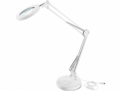 Lampa stolová s LED a lupou, 2400lm, USB napájanie, biela, EXTOL LIGHT