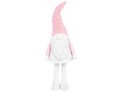 Postavička MagicHome Vianoce, Škriatok v šatách, látkový, ružovo-biely, 50x40x163 cm