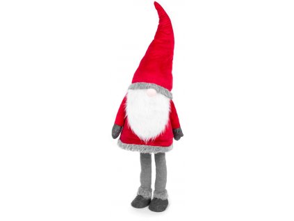 Postavička MagicHome Vianoce, Škriatok v šatách, látkový, červeno-sivý, 50x40x163 cm
