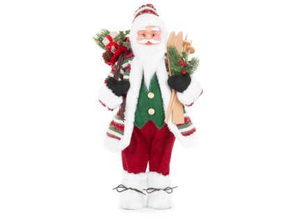 Dekorácia MagicHome Vianoce, Santa s lyžami, 80 cm