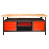 Dielenský stôl so zásuvkami, skrinkou s dvierkami a odkladacím priestorom XL1700, antracit/červená