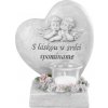 Dekorácia MagicHome, Srdce s anjelikmi, polyresin, na hrob, 15,5x12x17,5 cm