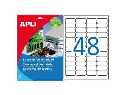 Etikety bezpečnostné 45,7x21,2mm APLI A4 10 hárkov