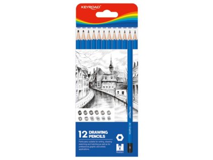 Ceruzka na skicovanie 8,8x21,4x0,9 cm, KEYROAD 12 ks