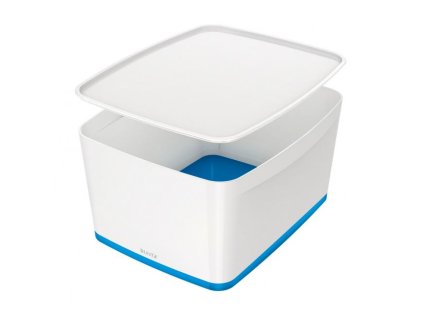 Úložný box s vekom Leitz MyBox, veľkosť L biela/modrá