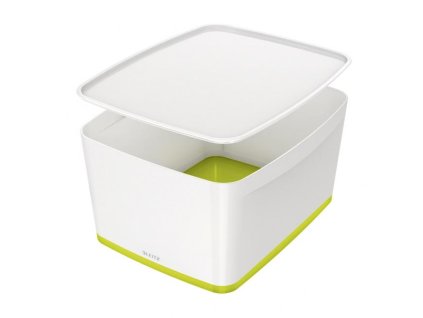 Úložný box s vekom Leitz MyBox, veľkosť L biela/zelená;;;