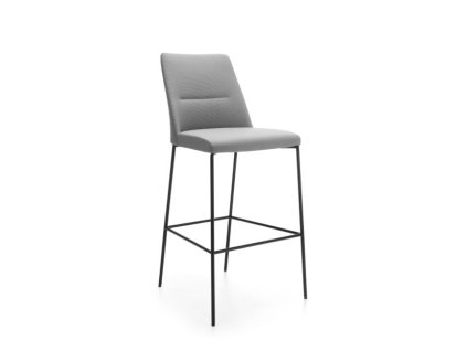 Barová stolička Chic, výška sedu 79 cm, rám čierny, látka Next NX-12 sivá