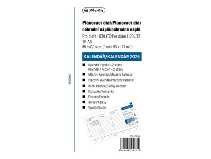 Náhradná náplň do diára TP A6 2025 týždenná