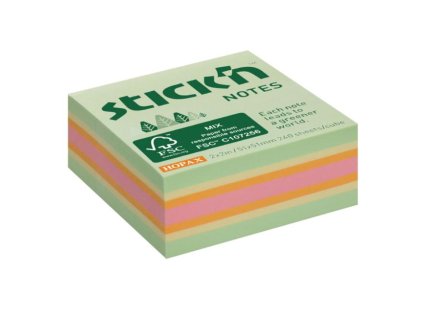 Samolepiaca mini kocka, 51x51 mm, lesný mix pastelových farieb, 240 lístkov