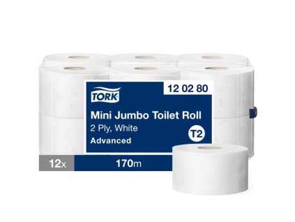 Toaletný papier 2-vrstv. TORK Mini Jumbo 18,8 cm, návin 170 m, biely T2 (12 ks)