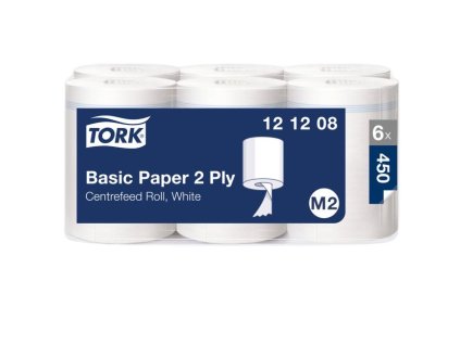Papierové utierky v rolke so stred. odvíjaním 2-vrstv. TORK biele M2, návin 121,5 m (6 ks)