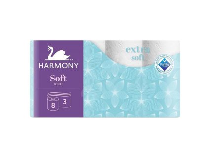Toaletný papier 3-vrstvový Harmony Extra Soft biely, recykel, návin 17,5 m (8 ks)