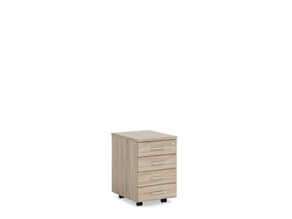 Mobilný kontajner BASIC, 4-zásuvkový so zámkom, 41x67x50cm, dub Sonoma