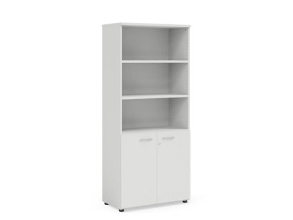 Policová skriňa BASIC, kombinovaná, so zámkom, 80x40x182,1cm, biela