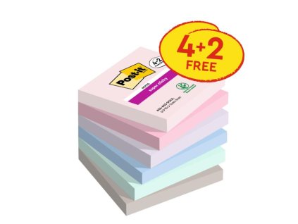 Bloček kocka Post-it Soulful 76x76, 4 + 2 Zadarmo, 90 lístkov v bločku