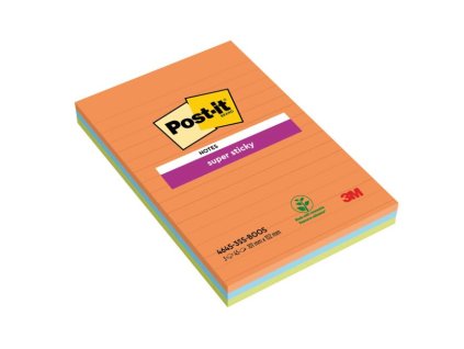 Bloček Post-it Super Sticky BOOST, linajkové, 101 mm x 152 mm, 45l , 3 bločky