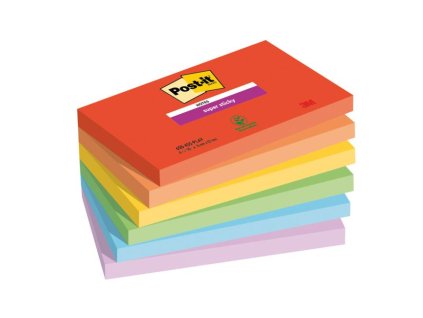 Bloček Post-it Super Sticky PLAYFUL, veľkosť 76x127 mm, 6 bločkov po 90 lístkov