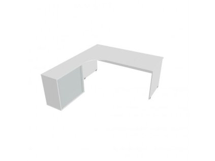 Pracovný stôl Gate, ergo, pravý, 180x75,5x200 cm, biela/biela