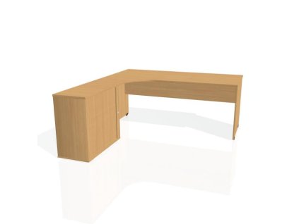Pracovný stôl Gate, ergo, pravý, 180x75,5x200 cm, buk/buk