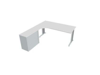 Pracovný stôl Flex, ergo, pravý, 180x75,5x200,0 (40x80) cm, biela/kov