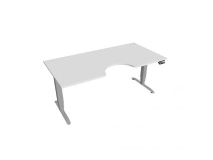 Pracovný stôl Motion Ergo, PO, 3S, 180x61-128x90 cm, biela/sivá
