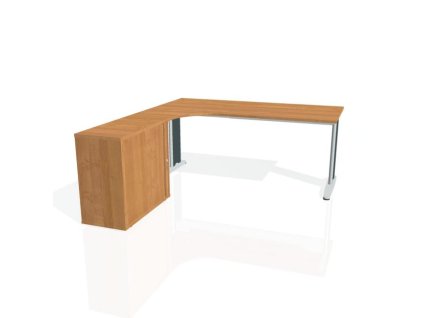 Pracovný stôl Flex, ergo, pravý, 180x75,5x200,0 (40x80) cm, jelša/kov