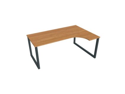 Pracovný stôl UNI O, ergo, ľavý, 180x75,5x120 cm, jelša/čierna