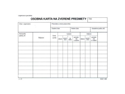 Osobná karta na zverené predmety