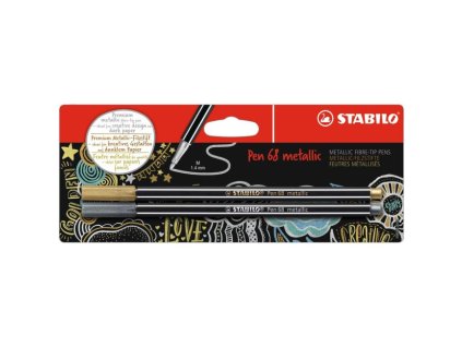 Popisovač STABILO Pen 68 2ks v blistri metalic strieborná zlatá