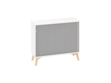 Policová skriňa ALFA ROOT, žalúziové dvere RAL9010, 1 polica, 100x45x88,7cm, biela