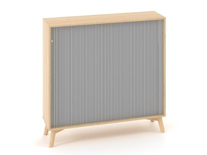 Policová skriňa ALFA ROOT s del.priečkou, žalúziové dvere RAL9010, 2 police, 120x45x121,5cm, dub