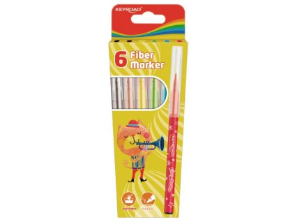 Sada popisovačov KEYROAD Fiber Marker, 6ks mix farieb