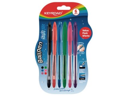 Guľôčkové pero KEYROAD Soft Jet 0,7 mm 6 ks blister mix farieb