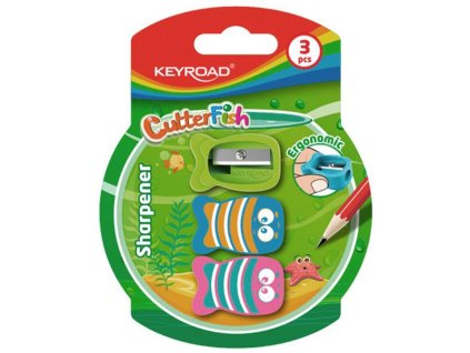 Strúhadlo KEYROAD CUTTER FISH plastové 3 ks blister mix farieb