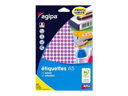 Etikety kruhové 8mm Agipa A5 fialové