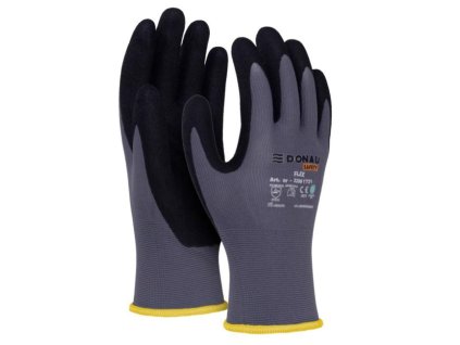 Rukavice pletené, polomáčané DONAU SAFETY Flex, kat. II šedé veľ. 8