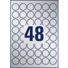 Etikety polyesterové veľmi odolné kruhové priemer 30mm Avery A4 strieborné 20 hárkov