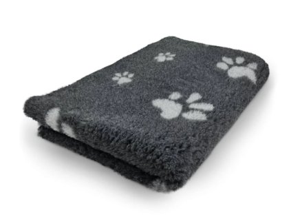 VetBed protiskluz/DryBed Extra premium deka pro psa, antracit - šedé tlapky
