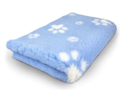 VetBed protiskluz/DryBed Extra premium deka pro psa, sv. modrá - bílé tlapky