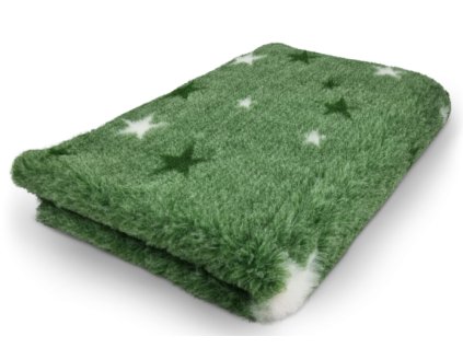 VetBed protiskluz/DryBed Extra premium deka pro psa, zelená - hvězdičky