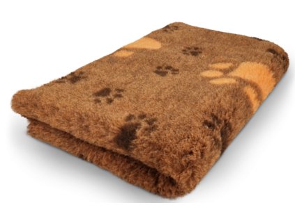 VetBed protiskluz/DryBed Extra premium deka pro psa, oranžová - tlapky