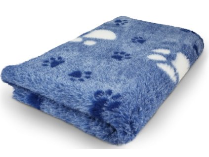 VetBed protiskluz/DryBed Extra premium deka pro psa, modrá - tlapky