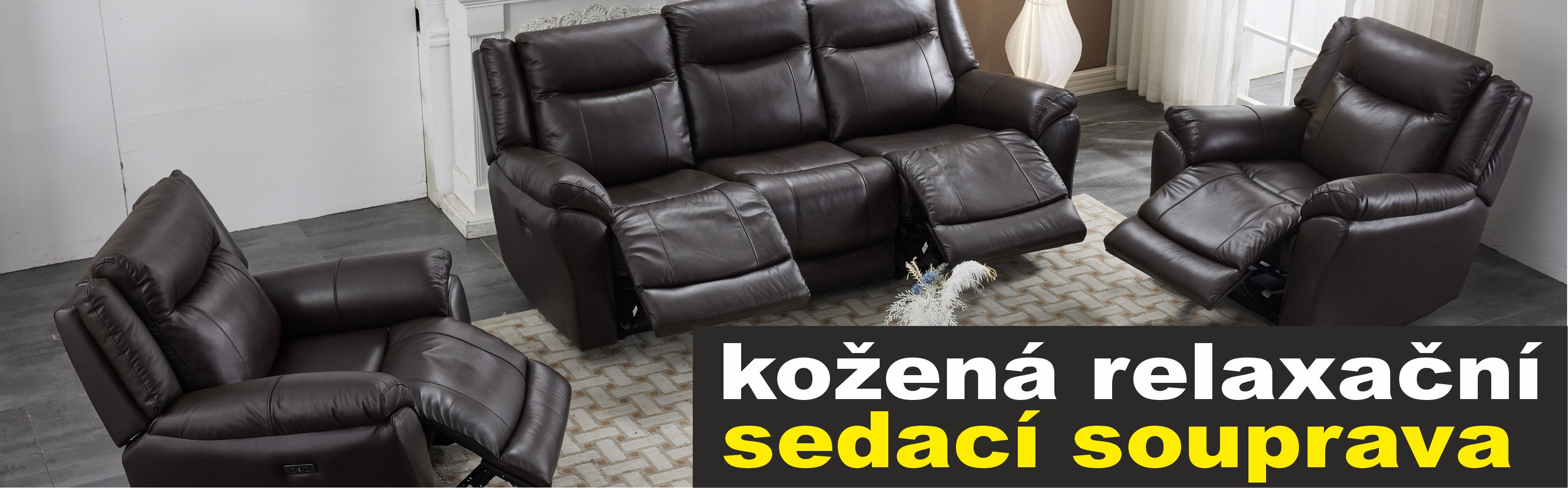 Kožená relaxační sedací souprava