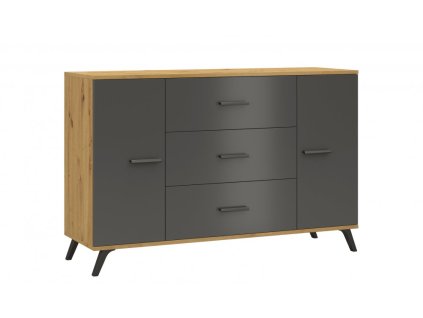 Komoda se šuplíky a dvířky Robie 10 grafit/artisan