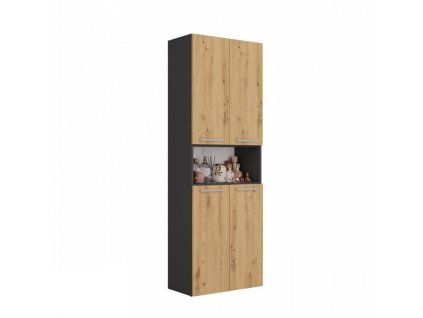 Koupelnová vysoká skříňka Noemi 1K DK antracit/dub artisan