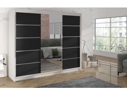 Skříň Debora VI 200 - bílá/černá