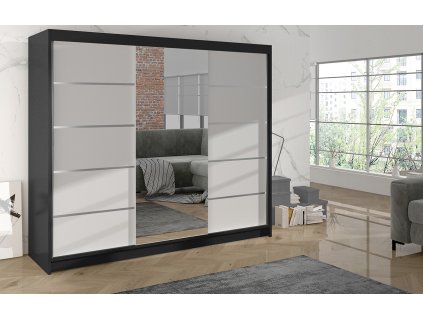 Skříň Debora VI 200 - černá/bílá