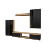 Obývací stěna Premia s lamelovými dvířky černá/dub artisan