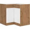 Kuchyňská dolní rohová skříňka Vigo 90x90DN dub lancelot/bílý lesk